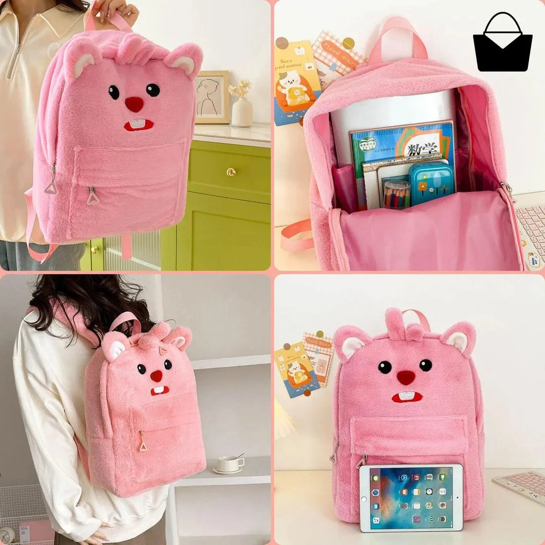 Lovely Bear Design Cotton Backpack for Girls