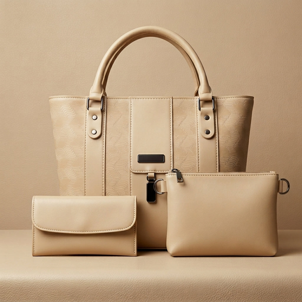 Elegant Tote Bag with Matching Crossbody & Wallet