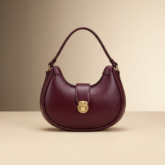 Leather Plain Shoulder Bag for Women