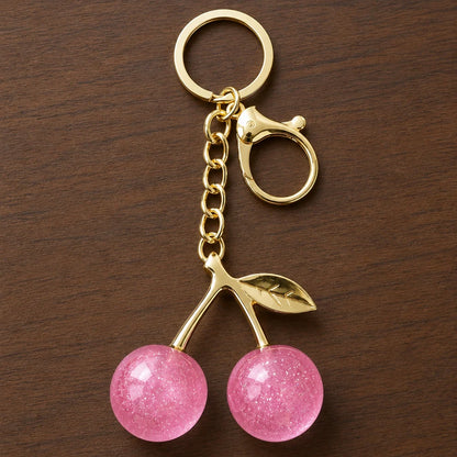 Premium Cherry Bag Charm Keychain – Gold Finish