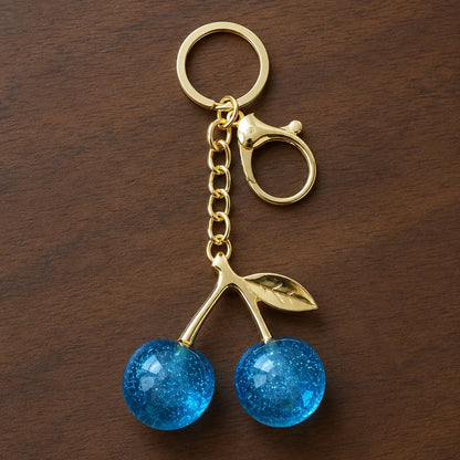 Premium Cherry Bag Charm Keychain – Gold Finish