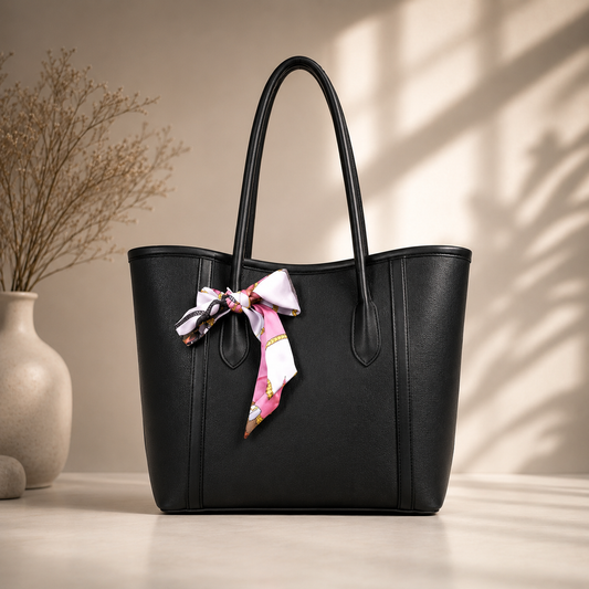Luxury Tote Handbag with Silk Scarf
