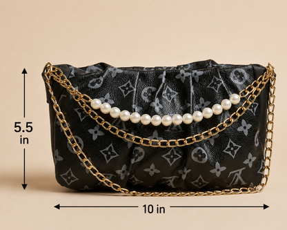 Luxury Monogram Pearl Chain Shoulder Bag