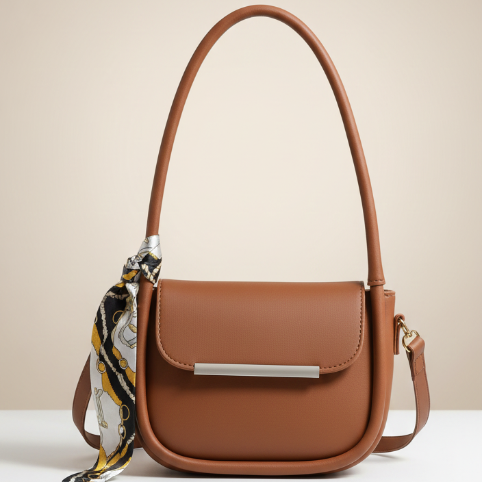 Brown crossbody handbag – front view stylish design، daily use ke liye perfect