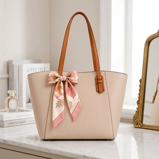 Elegant Ivory Tote Bag Premium Everyday Shoulder Handbag