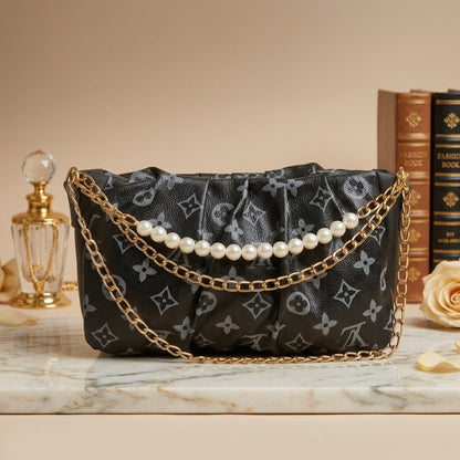 Luxury Monogram Pearl Chain Shoulder Bag