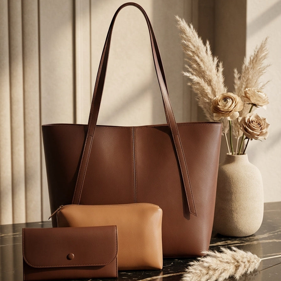 Classic Cocoa 3-in-1 Tote Bag Set