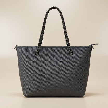 Luxury Textured Tote Handbag with Chain Strap