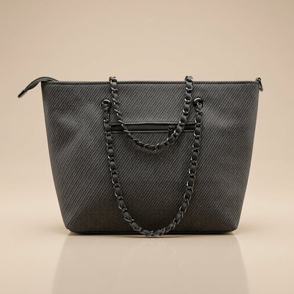 Luxury Textured Tote Handbag with Chain Strap
