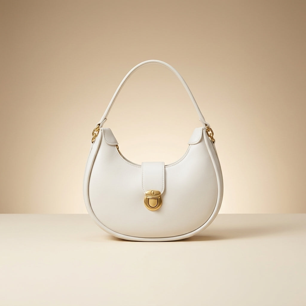 Leather Plain Shoulder Bag for Women
