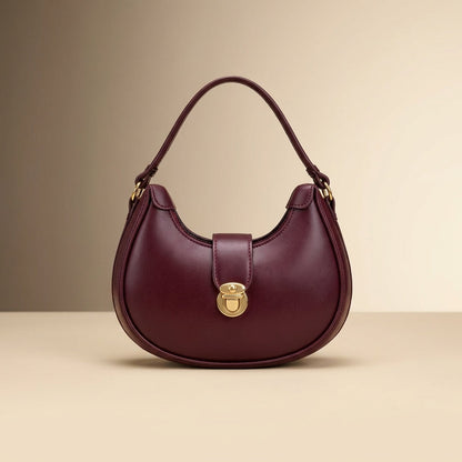 Leather Plain Shoulder Bag for Women