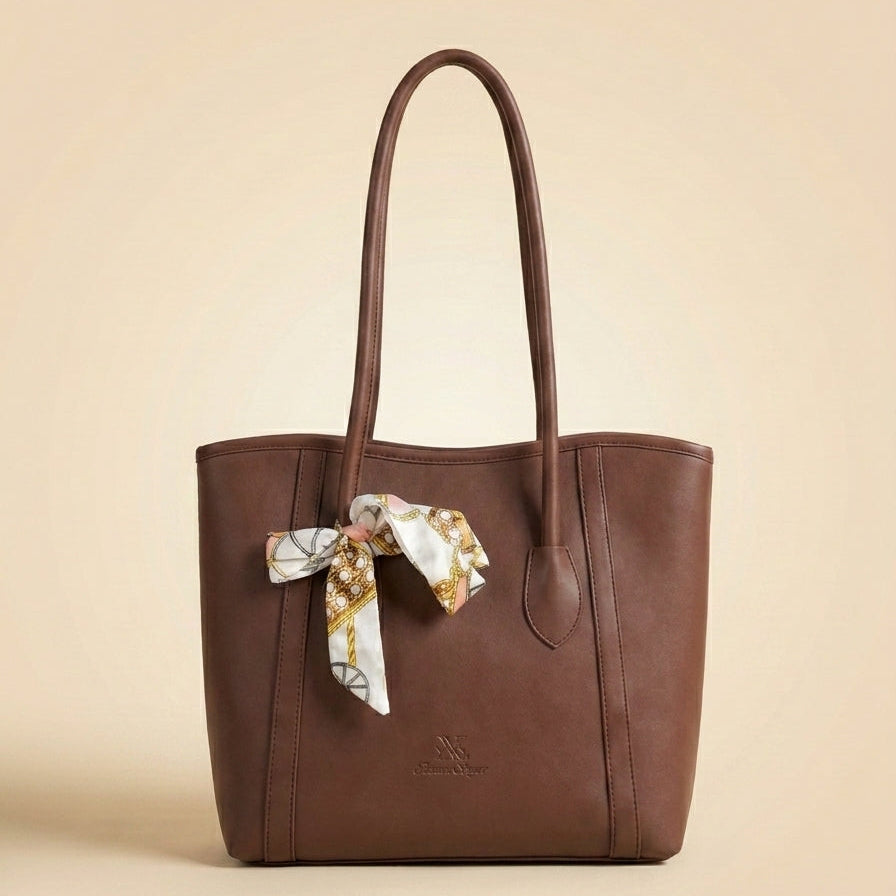 Luxury Tote Handbag with Silk Scarf