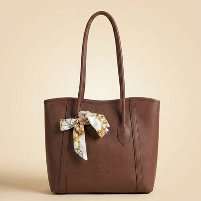 Luxury Tote Handbag with Silk Scarf