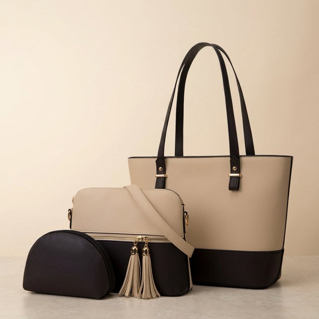 Elegant Women’s 3-Piece Leather Bag Set