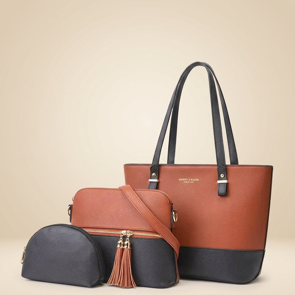 Elegant Women’s 3-Piece Leather Bag Set