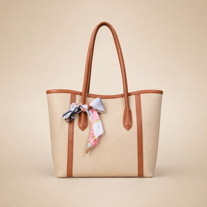 Luxury Tote Handbag with Silk Scarf