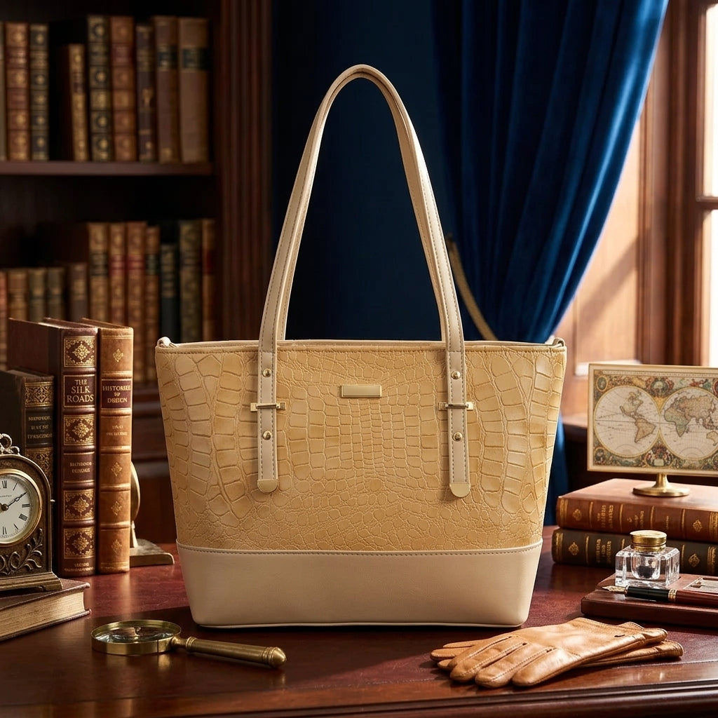 Luxury Croc Texture Tote Bag for Women