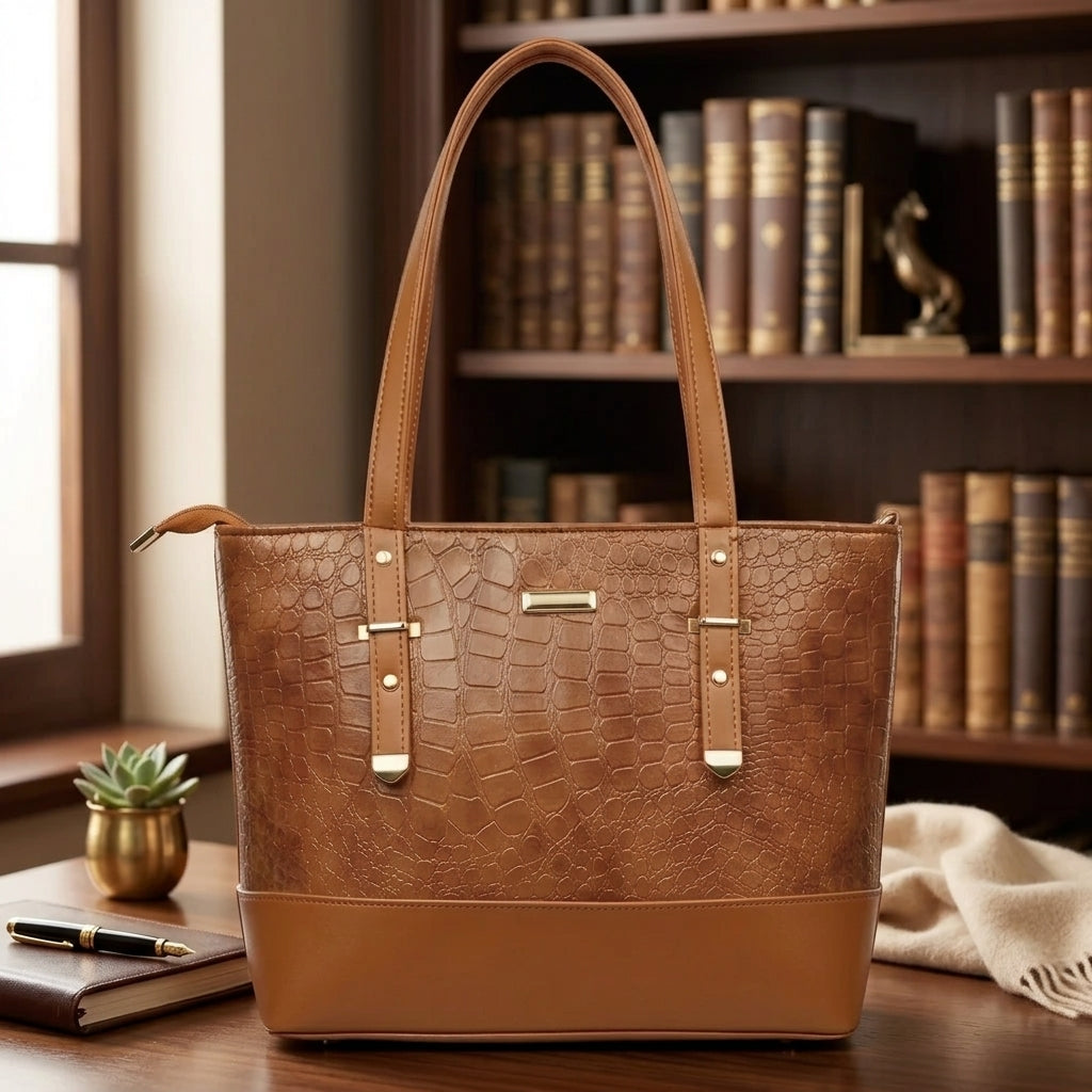 Luxury Croc Texture Tote Bag for Women