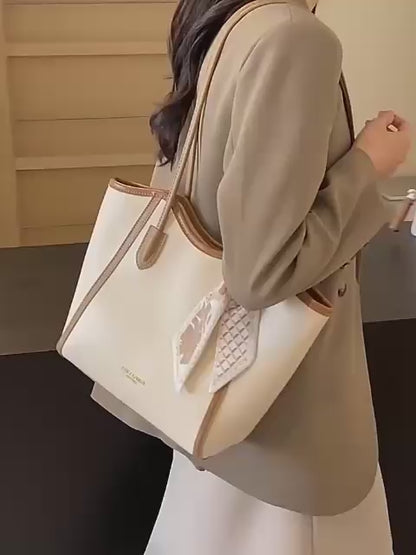 Luxury Tote Handbag with Silk Scarf